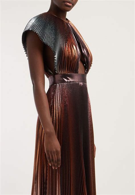 givenchy pleated metallic dress